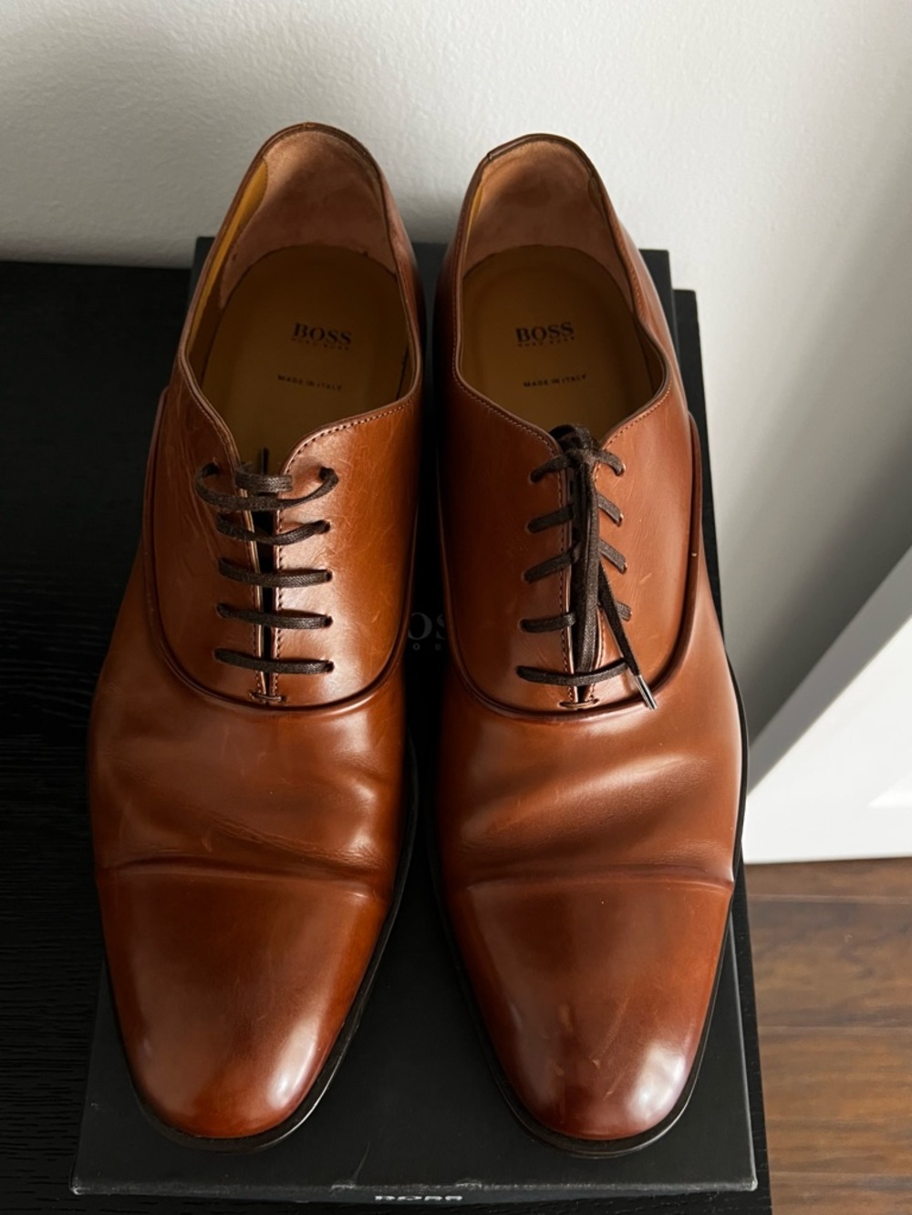 BOSS Stanford Oxford Men's Dress Shoes in Medium Brown